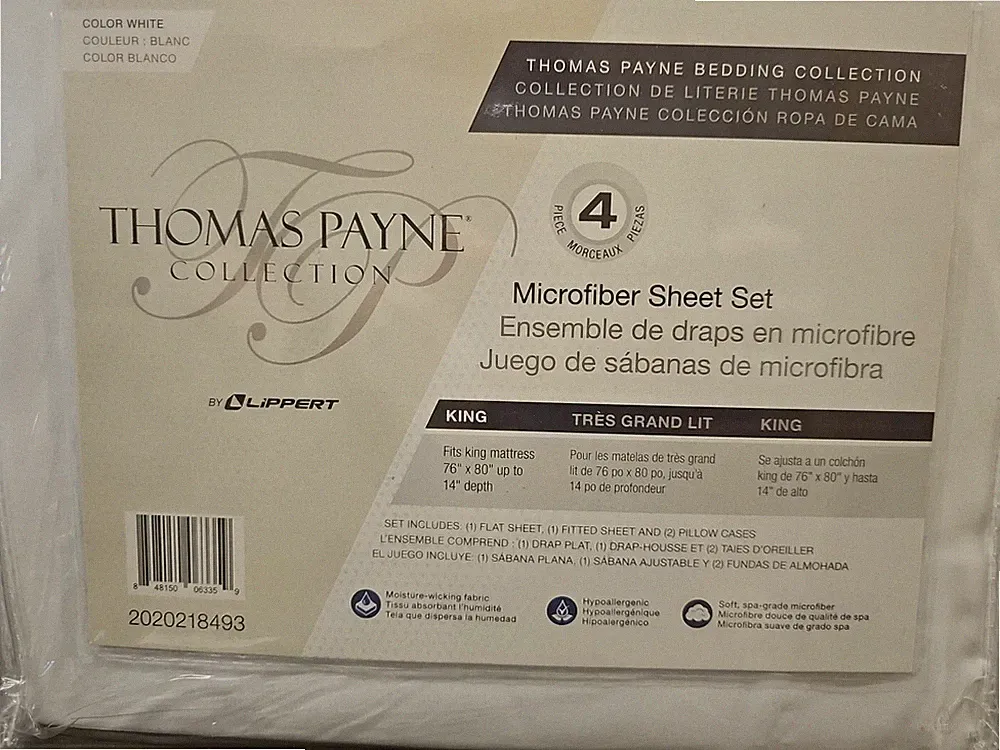 THOMAS PAYNE MICROFIBER 4pc RV KING SHEET SET + Mattress Protector Cover!!