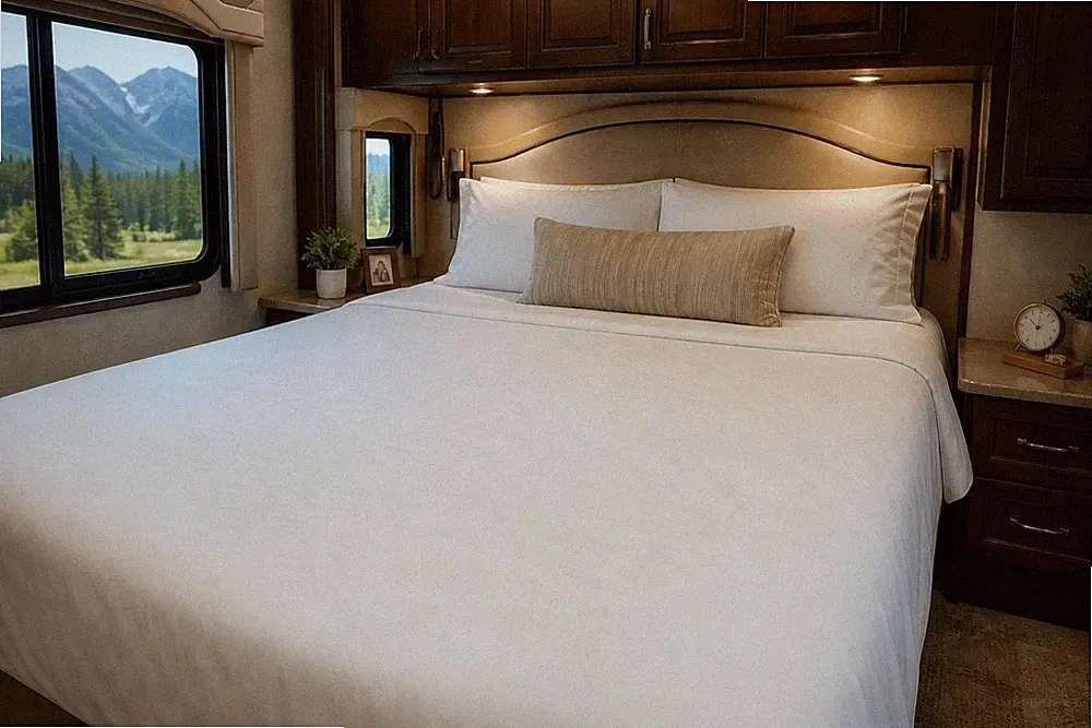 Thomas Payne Microfiber Sheet Set - Narrow King, White RV Travel Trailer Bedding